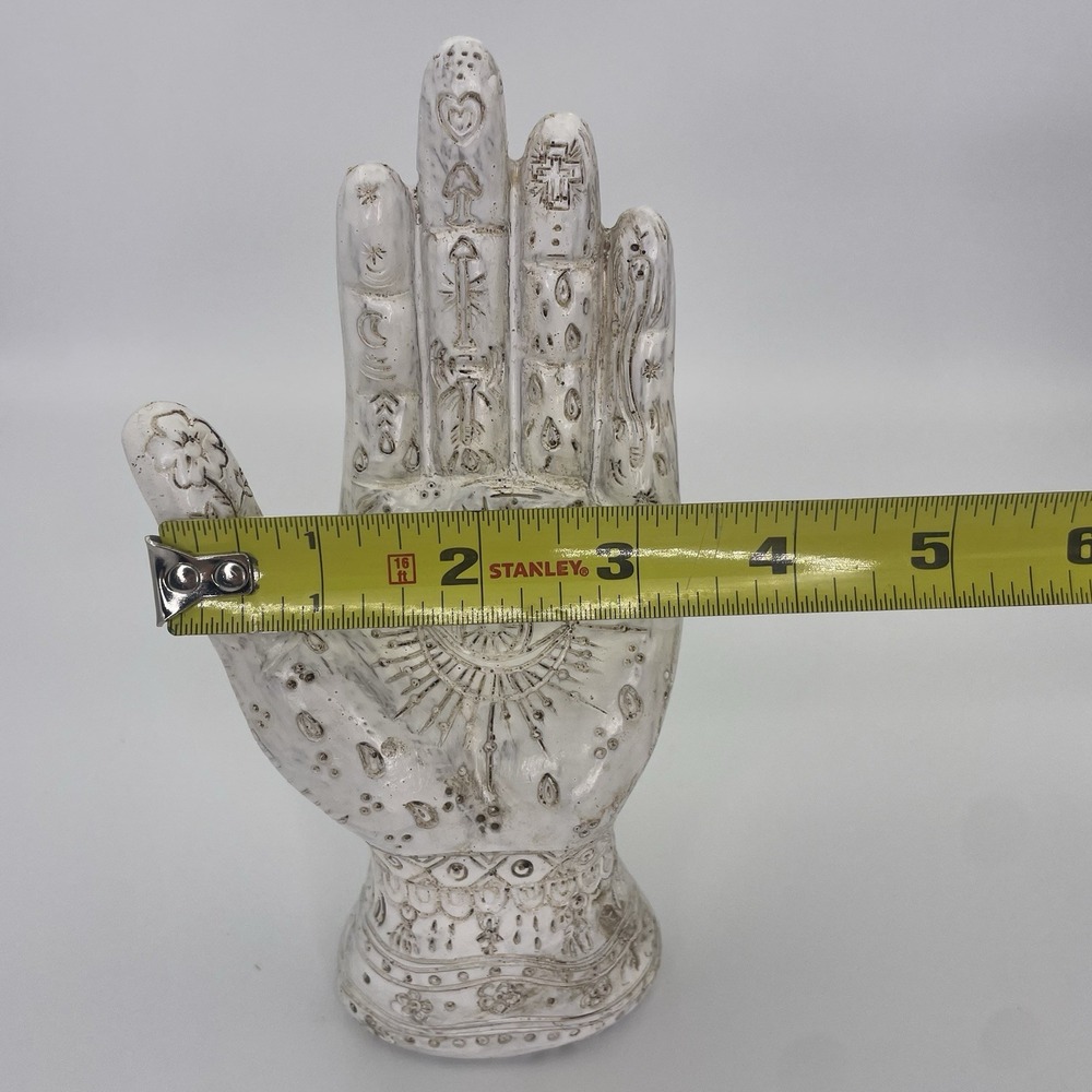 Hamsa Hand of Fatima Protection Statue~ Spiritual Palmistry 7" Carved Resin - Picture 8 of 9